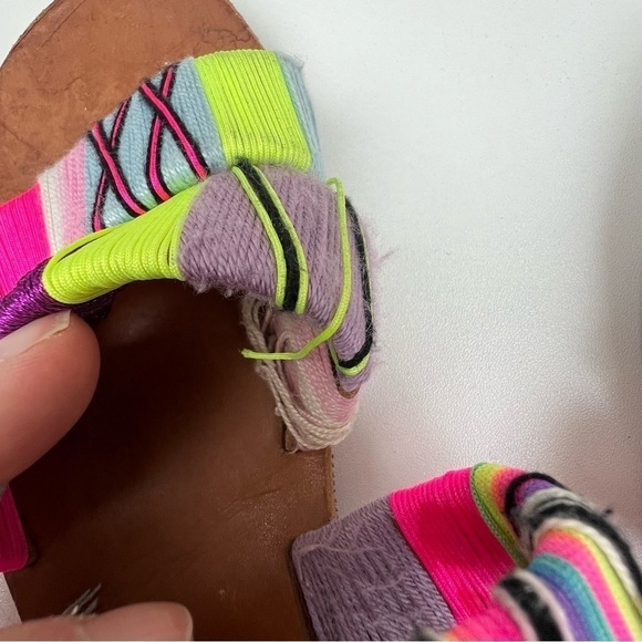 Le Pom Pom Hand Wrapped Bridget 3 Strand Sandals Sz EU36 US 5 - Picture 9 of 10